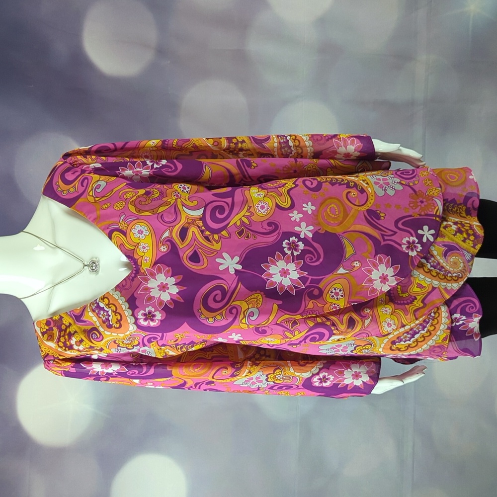Hot in Hollywood sz 1X Boho Hippie Chic Flowing Long Sleeves Floral Blouse